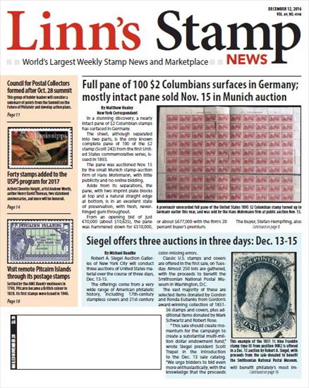 Poster - LINNS STAMP NEWS 2016.12.12 Vol.89 No. 4598 Worlds Largest Weekly Stamp News and Marketplace 2016, PDF.jpg