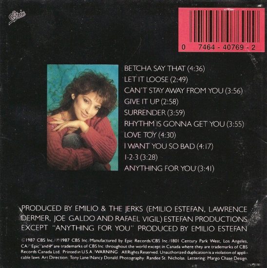 Gloria Estefan  T... - Gloria Estefan  The Miami Sound Machine Let It Loose - Rear Cover.jpg